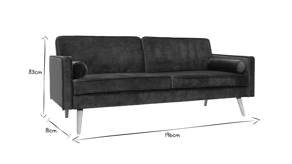 Canapé Convertible 3 Places En Tissu Velours Bleu Pétrole Et Bois Clair MOORE 9 Canapé Convertible 3 Places En Tissu Velours Bleu Pétrole Et Bois Clair MOORE – Image 7