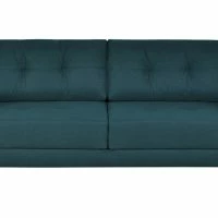 Canapé Convertible Avec Coffre 3 Places En Tissu Bleu Paon Et Bois Clair MIRA