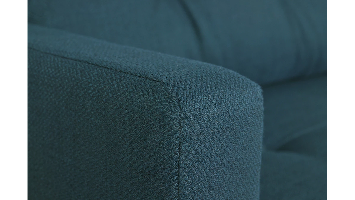 Canapé Convertible Avec Coffre 3 Places En Tissu Bleu Paon Et Bois Clair MIRA 8 Canapé Convertible Avec Coffre 3 Places En Tissu Bleu Paon Et Bois Clair MIRA – Image 6