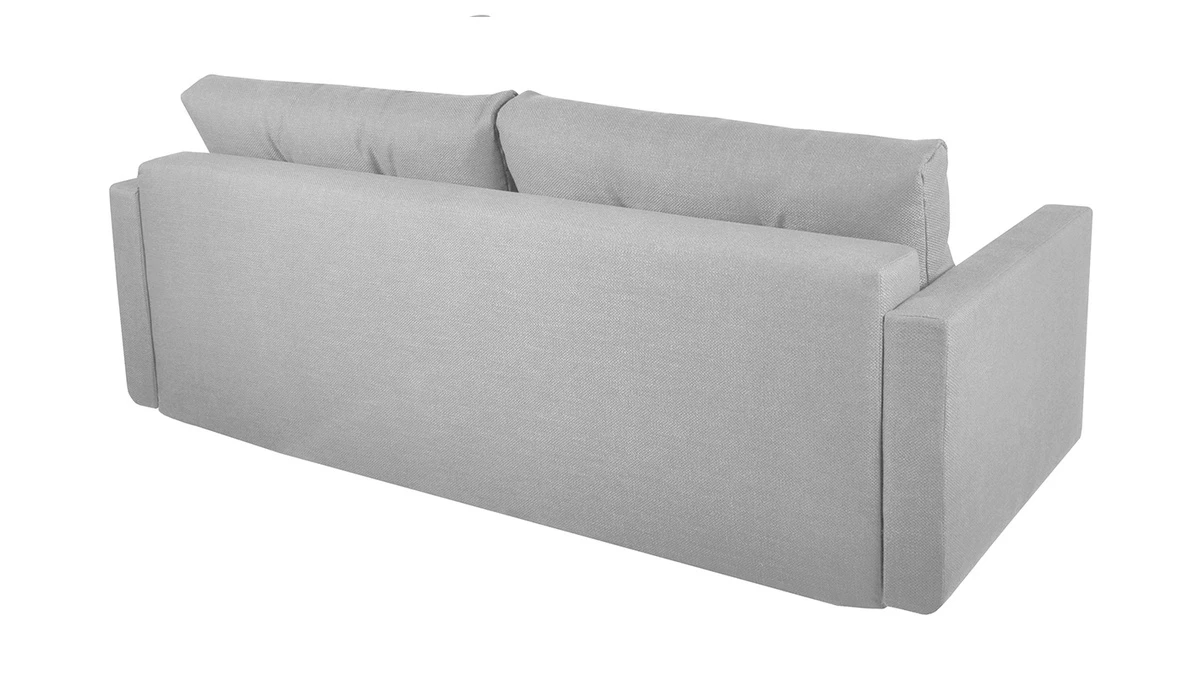 Canapé Convertible Avec Coffre 3 Places En Tissu Gris Clair Et Bois Clair MIRA 7 Canapé Convertible Avec Coffre 3 Places En Tissu Gris Clair Et Bois Clair MIRA – Image 5