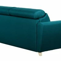 Canapé Convertible Avec Têtières Ajustables 3 Places En Tissu Bleu Paon Et Bois Clair Avec Matelas 13 Cm GOYA -Boutique Miliboo canape convertible avec tetieres ajustables 3 places en tissu bleu paon et bois clair avec matelas 13 cm goya 51327 61ade00142e00 1200 675