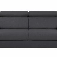 Canapé Convertible Avec Têtières Ajustables 3 Places En Tissu Effet Velours Gris Anthracite Avec Matelas 12 Cm NORO