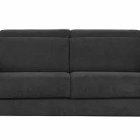 Canapé Convertible Avec Têtières Ajustables 3 Places En Tissu Effet Velours Gris Anthracite Et Bois Clair Avec Matelas 13 Cm GOYA