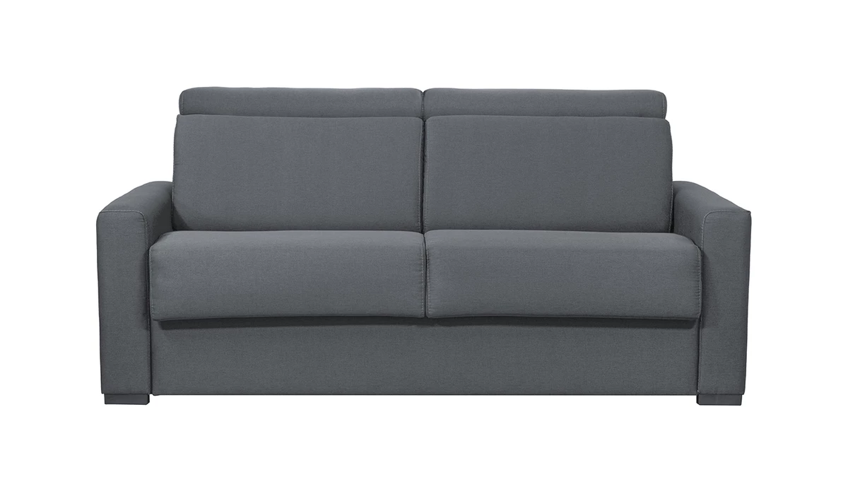 Canapé Convertible Avec Têtières Ajustables 3 Places En Tissu Gris Anthracite Avec Matelas 18 Cm NORO 3 Canapé Convertible Avec Têtières Ajustables 3 Places En Tissu Gris Anthracite Avec Matelas 18 Cm NORO