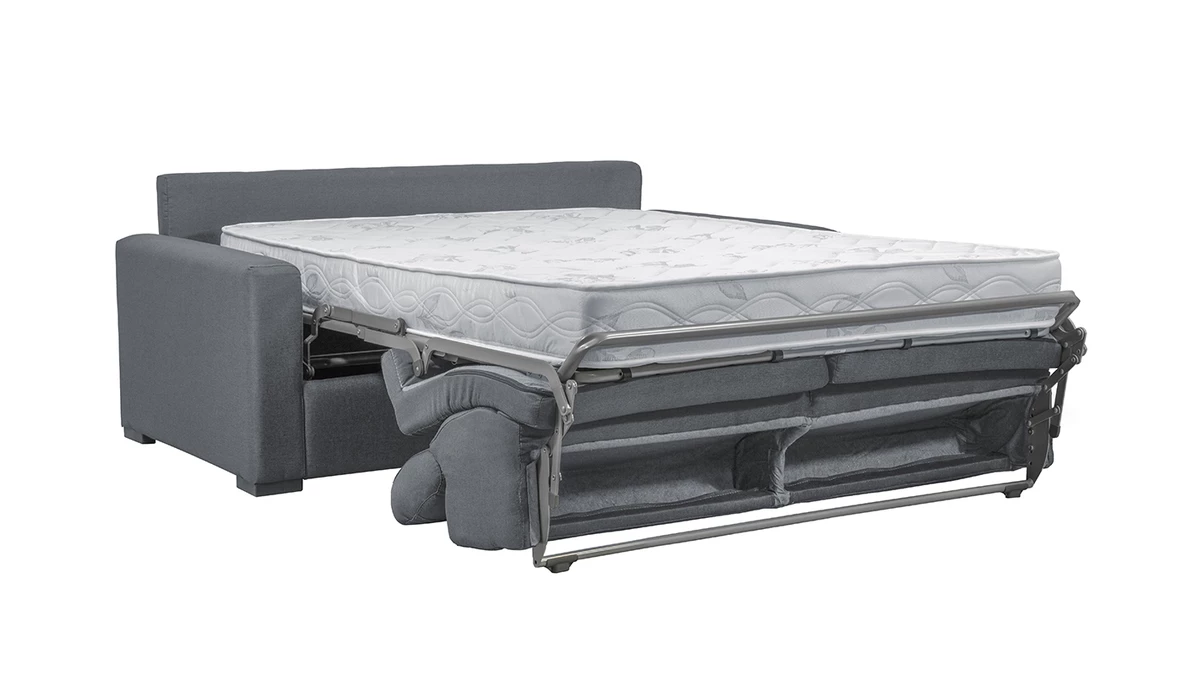 Canapé Convertible Avec Têtières Ajustables 3 Places En Tissu Gris Anthracite Avec Matelas 18 Cm NORO 5 Canapé Convertible Avec Têtières Ajustables 3 Places En Tissu Gris Anthracite Avec Matelas 18 Cm NORO – Image 3