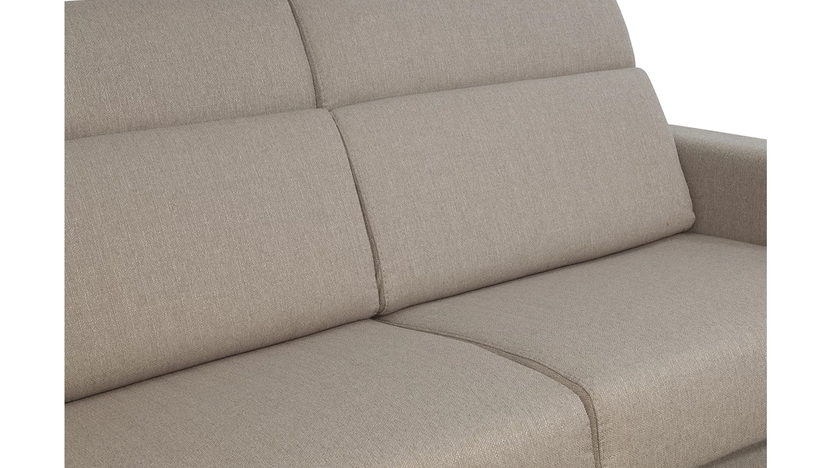 Canapé Convertible Avec Têtières Ajustables 3 Places En Tissu Taupe Et Bois Clair Avec Matelas 13 Cm GOYA 9 Canapé Convertible Avec Têtières Ajustables 3 Places En Tissu Taupe Et Bois Clair Avec Matelas 13 Cm GOYA – Image 7