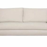 Canapé Convertible Scandinave 3 Places En Tissu Beige Et Bois Clair Avec Matelas 10 Cm VENDOME