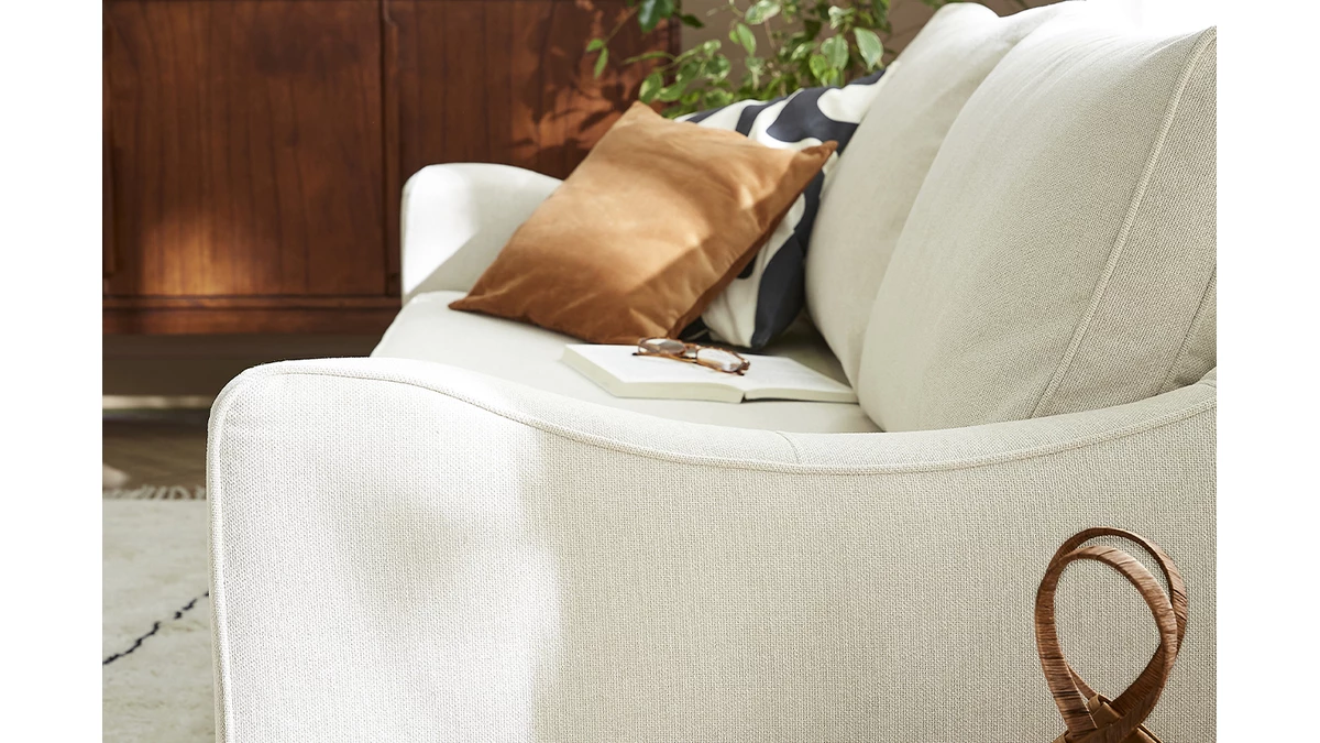 Canapé Convertible Scandinave 3 Places En Tissu Beige Et Bois Clair Avec Matelas 10 Cm VENDOME 10 Canapé Convertible Scandinave 3 Places En Tissu Beige Et Bois Clair Avec Matelas 10 Cm VENDOME – Image 8