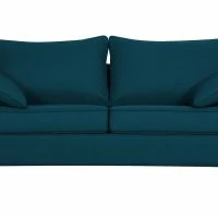 Boutique Miliboo 4 Canapé Convertible Scandinave 3 Places En Tissu Bleu Canard Et Bois Clair Avec Matelas 10 Cm PAPEL