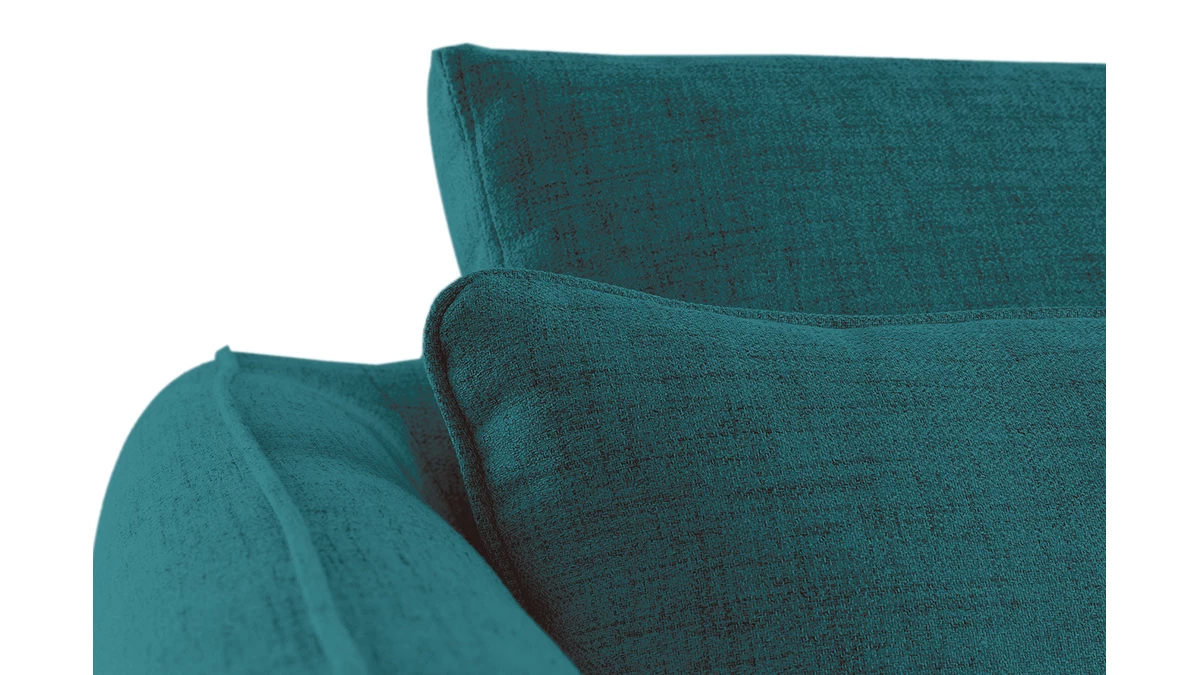 Canapé Convertible Scandinave 3 Places En Tissu Bleu Paon Et Bois Clair Avec Matelas 10 Cm CREEP 8 Canapé Convertible Scandinave 3 Places En Tissu Bleu Paon Et Bois Clair Avec Matelas 10 Cm CREEP – Image 6