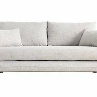 Canapé Convertible Scandinave 3 Places En Tissu Gris Chiné Et Bois Clair Avec Matelas 10 Cm CREEP