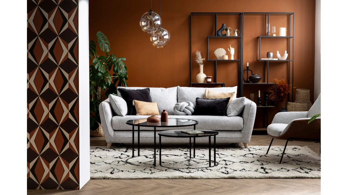 Canapé Convertible Scandinave 3 Places En Tissu Gris Chiné Et Bois Clair Avec Matelas 10 Cm CREEP 9 Canapé Convertible Scandinave 3 Places En Tissu Gris Chiné Et Bois Clair Avec Matelas 10 Cm CREEP – Image 7