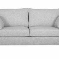 Canapé Convertible Scandinave 3 Places En Tissu Gris Clair Et Bois Clair Avec Matelas 10 Cm PAPEL