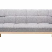 Canapé Convertible Scandinave 3 Places En Tissu Gris Clair Et Bois Clair SIKKO