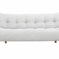 Canapé Convertible Scandinave 3 Places En Tissu Gris Clair Et Bois Clair YUMI