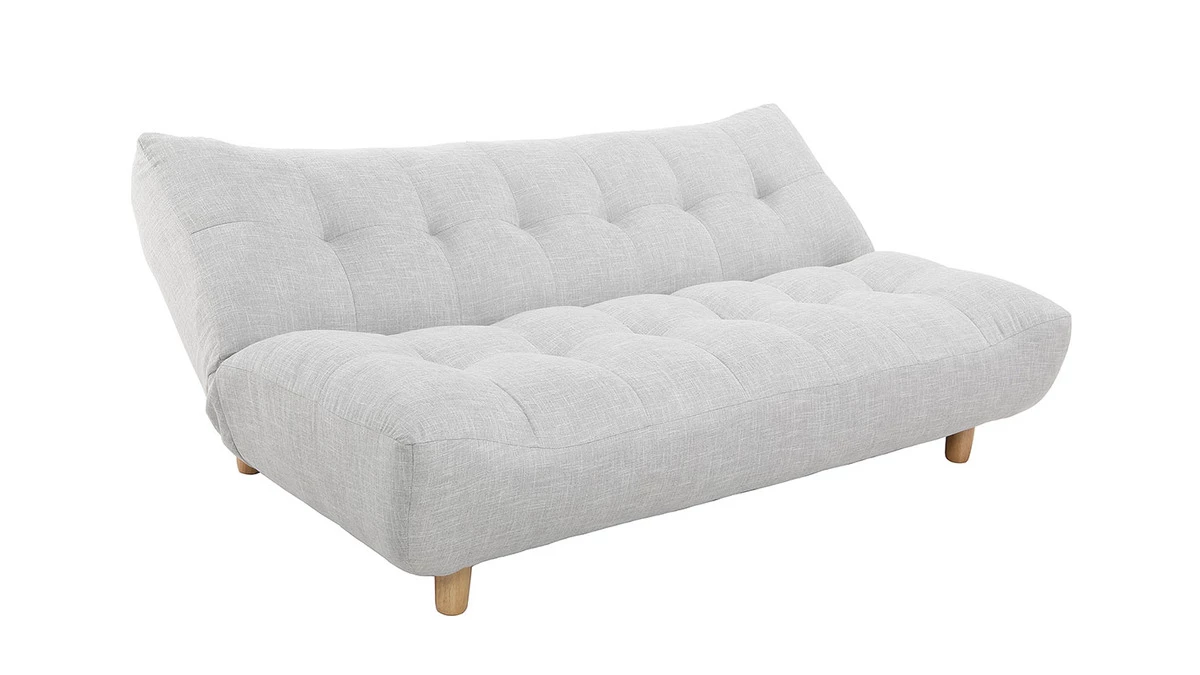Canapé Convertible Scandinave 3 Places En Tissu Gris Clair Et Bois Clair YUMI 5 Canapé Convertible Scandinave 3 Places En Tissu Gris Clair Et Bois Clair YUMI – Image 3