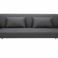 Canapé Convertible Scandinave 3 Places En Tissu Gris Foncé Et Bois Clair LULA