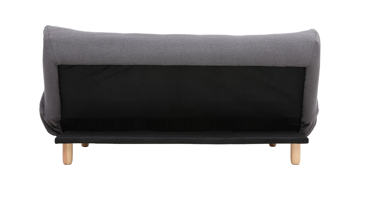Canapé Convertible Scandinave 3 Places En Tissu Gris Foncé Et Bois Clair YUMI 6 Canapé Convertible Scandinave 3 Places En Tissu Gris Foncé Et Bois Clair YUMI – Image 4