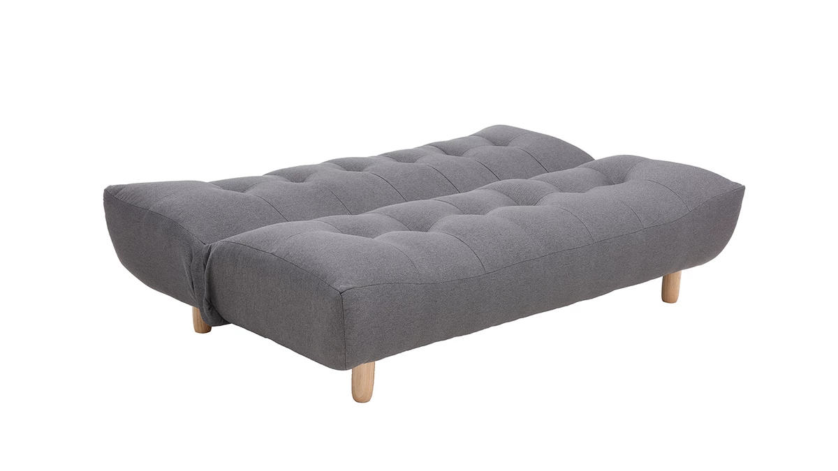 Canapé Convertible Scandinave 3 Places En Tissu Gris Foncé Et Bois Clair YUMI 7 Canapé Convertible Scandinave 3 Places En Tissu Gris Foncé Et Bois Clair YUMI – Image 5
