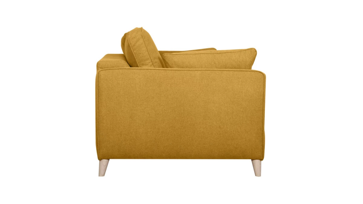 Canapé Convertible Scandinave 3 Places En Tissu Jaune Cumin Et Bois Clair Avec Matelas 10 Cm PAPEL 6 Canapé Convertible Scandinave 3 Places En Tissu Jaune Cumin Et Bois Clair Avec Matelas 10 Cm PAPEL – Image 4