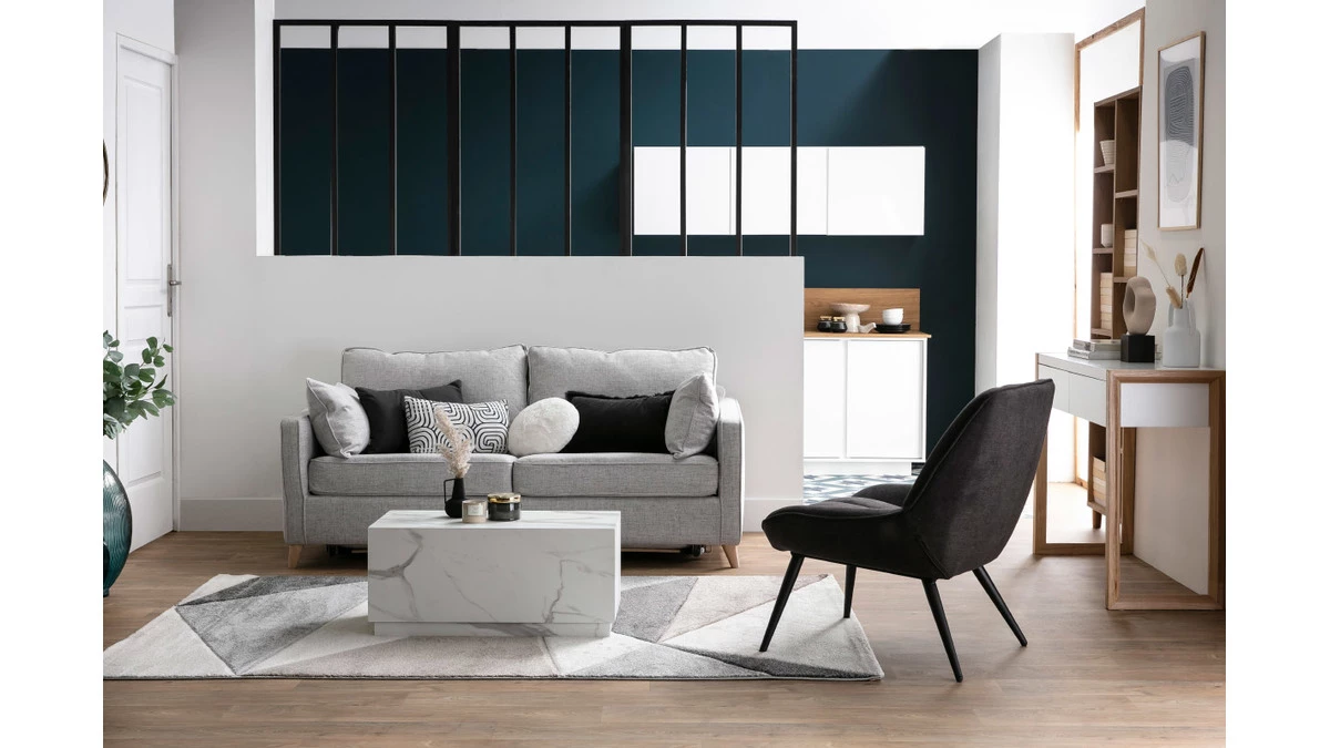 Canapé Convertible Scandinave 3 Places En Tissu Jaune Cumin Et Bois Clair Avec Matelas 10 Cm PAPEL 8 Canapé Convertible Scandinave 3 Places En Tissu Jaune Cumin Et Bois Clair Avec Matelas 10 Cm PAPEL – Image 6