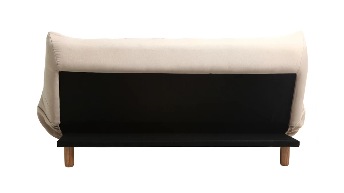 Canapé Convertible Scandinave 3 Places En Tissu Naturel Et Bois Clair YUMI 5 Canapé Convertible Scandinave 3 Places En Tissu Naturel Et Bois Clair YUMI – Image 3