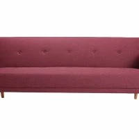 Canapé Convertible Scandinave 3 Places En Tissu Prune Et Bois Clair ULLA