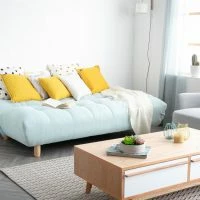 Canapé Convertible Scandinave En Tissu Menthe à L'eau Et Bois Clair YUMI -Boutique Miliboo canape convertible scandinave en tissu menthe a leau et bois clair yumi 42519 5d53c07168190 1200 675