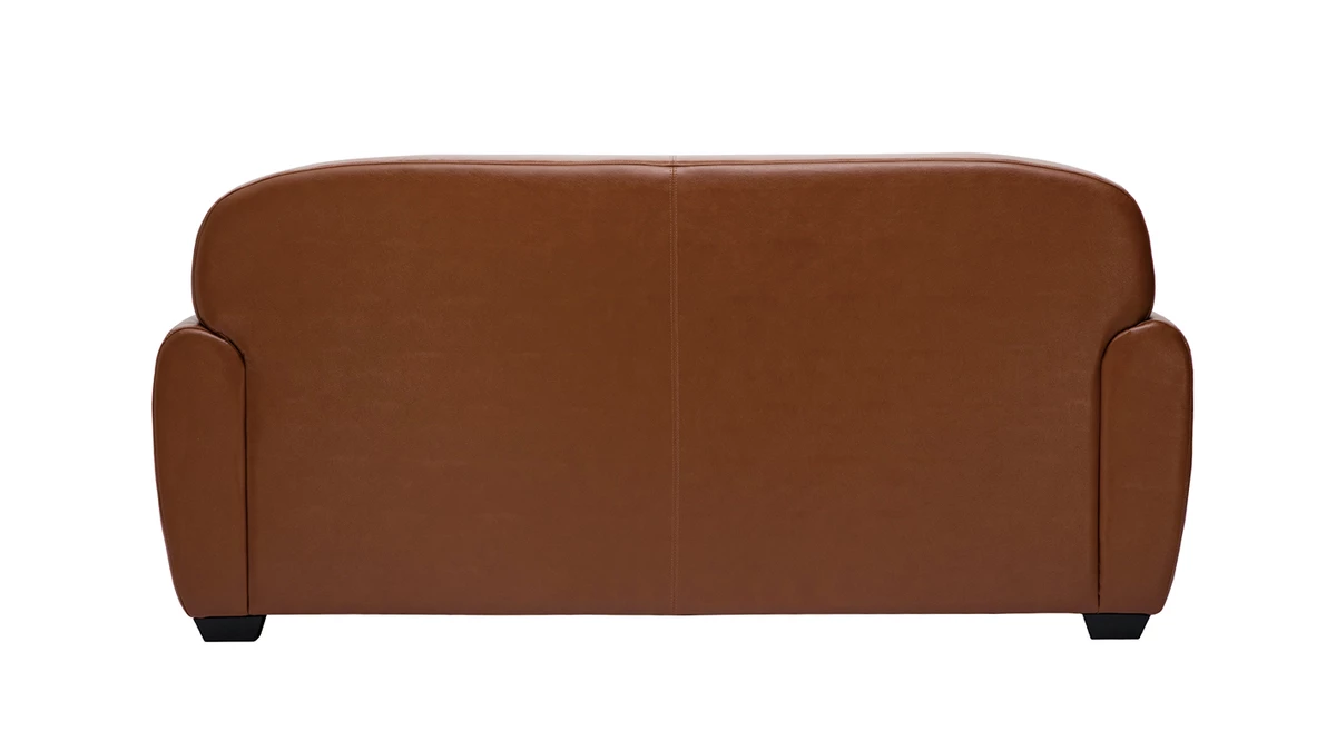 Canapé Convertible Vintage 3 Places Cuir Marron Et Bois Noir Avec Matelas 9 Cm CLUB 7 Canapé Convertible Vintage 3 Places Cuir Marron Et Bois Noir Avec Matelas 9 Cm CLUB – Image 5