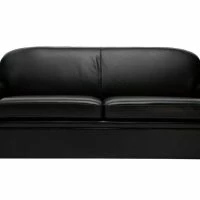 Canapé Convertible Vintage 3 Places Cuir Marron Foncé Et Bois Noir Avec Matelas 9 Cm CLUB