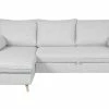 Canapé D'angle Convertible Réversible Avec Coffre 3-4 Places En Tissu Gris Clair Et Bois Clair DRISS