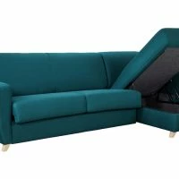 Canapé D'angle Convertible Réversible Avec Coffre 4 Places En Tissu Bleu Canard Et Bois Clair GRAHAM -Boutique Miliboo canape dangle convertible reversible avec coffre 4 places en tissu bleu canard et bois clair graham 49271 602fdff12a59e 1200 675