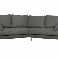 Canapé D'angle Design 5 Places En Tissu Gris Anthracite Et Métal Noir PUCHKINE