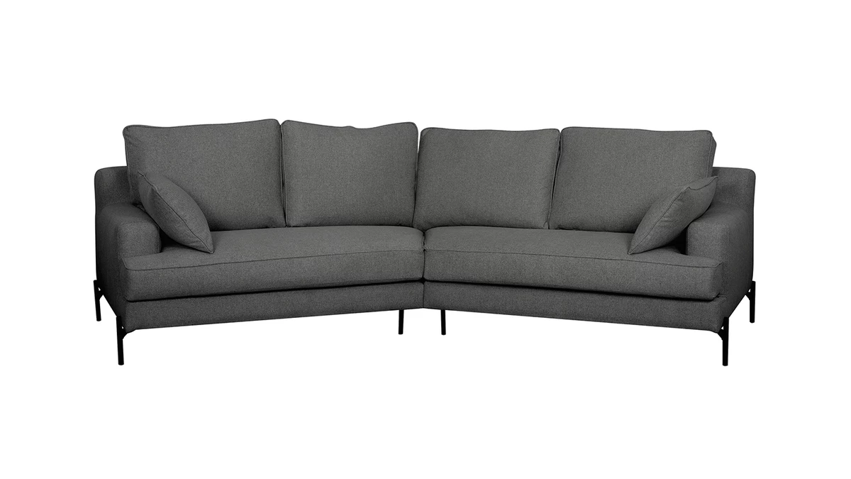 Canapé D'angle Design 5 Places En Tissu Gris Anthracite Et Métal Noir PUCHKINE 3 Canapé D'angle Design 5 Places En Tissu Gris Anthracite Et Métal Noir PUCHKINE