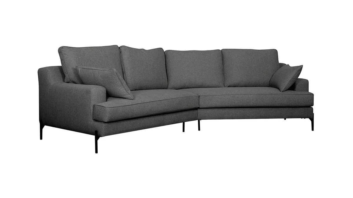 Canapé D'angle Design 5 Places En Tissu Gris Anthracite Et Métal Noir PUCHKINE 4 Canapé D'angle Design 5 Places En Tissu Gris Anthracite Et Métal Noir PUCHKINE – Image 2