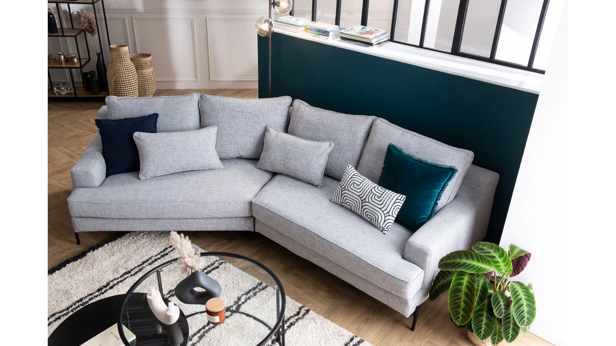 Canapé D'angle Design 5 Places En Tissu Gris Anthracite Et Métal Noir PUCHKINE 9 Canapé D'angle Design 5 Places En Tissu Gris Anthracite Et Métal Noir PUCHKINE – Image 7