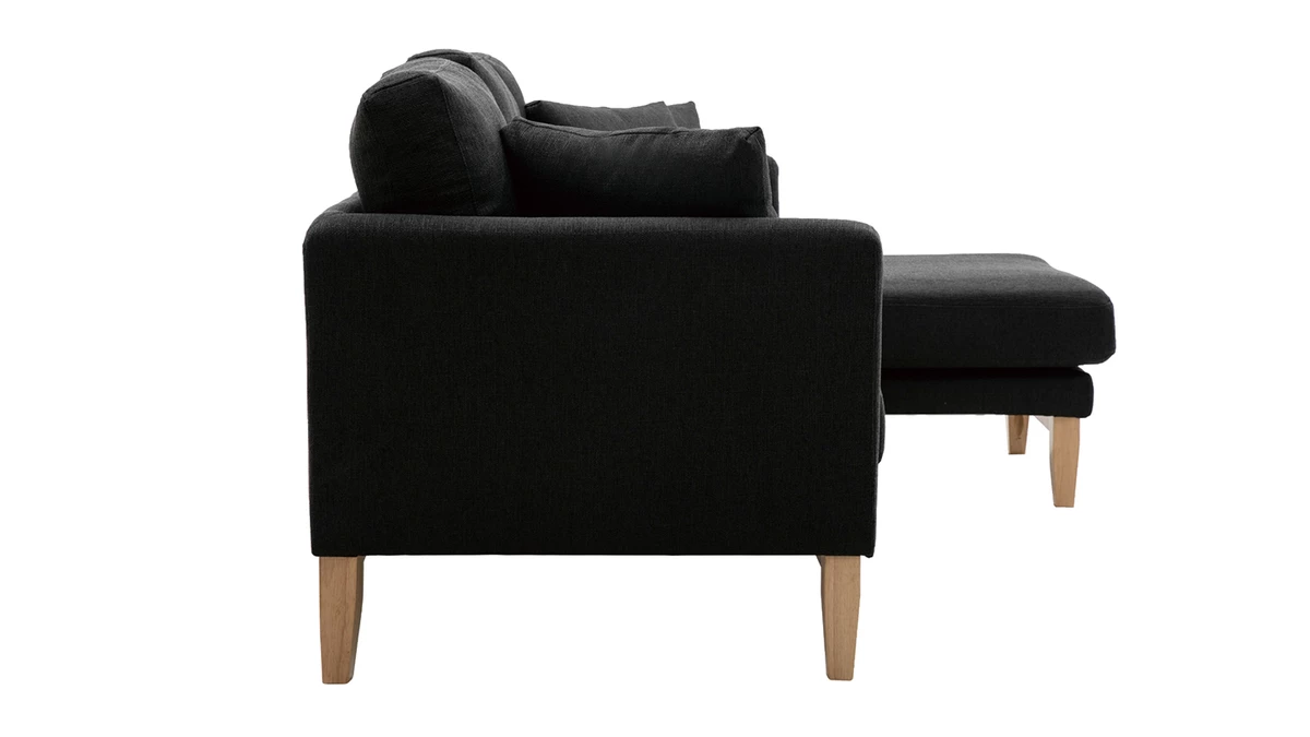 Canapé D'angle Droit Déhoussable 4 Places En Tissu Gris Foncé Et Bois Clair OSLO 5 Canapé D'angle Droit Déhoussable 4 Places En Tissu Gris Foncé Et Bois Clair OSLO – Image 3