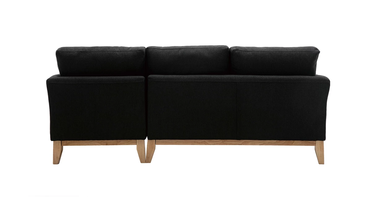 Canapé D'angle Droit Déhoussable 4 Places En Tissu Gris Foncé Et Bois Clair OSLO 6 Canapé D'angle Droit Déhoussable 4 Places En Tissu Gris Foncé Et Bois Clair OSLO – Image 4