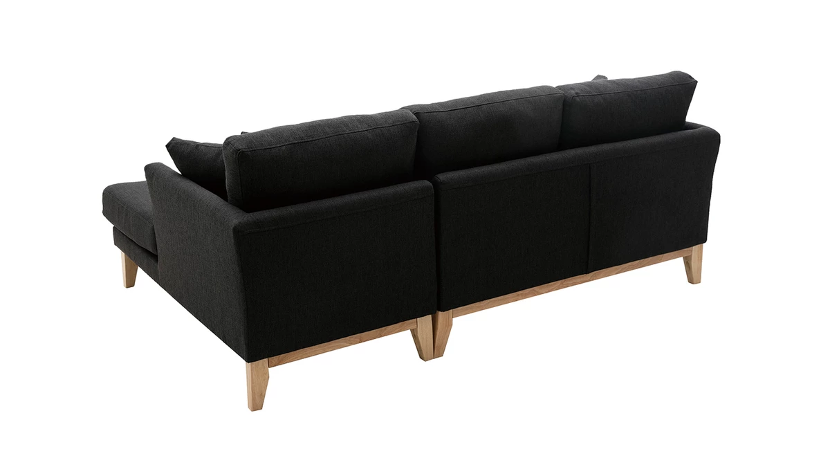Canapé D'angle Droit Déhoussable 4 Places En Tissu Gris Foncé Et Bois Clair OSLO 7 Canapé D'angle Droit Déhoussable 4 Places En Tissu Gris Foncé Et Bois Clair OSLO – Image 5