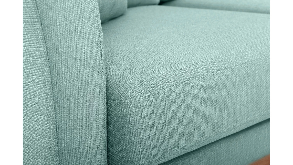 Canapé D'angle Droit Déhoussable 4 Places En Tissu Vert Lagon Et Bois Clair OSLO 8 Canapé D'angle Droit Déhoussable 4 Places En Tissu Vert Lagon Et Bois Clair OSLO – Image 6