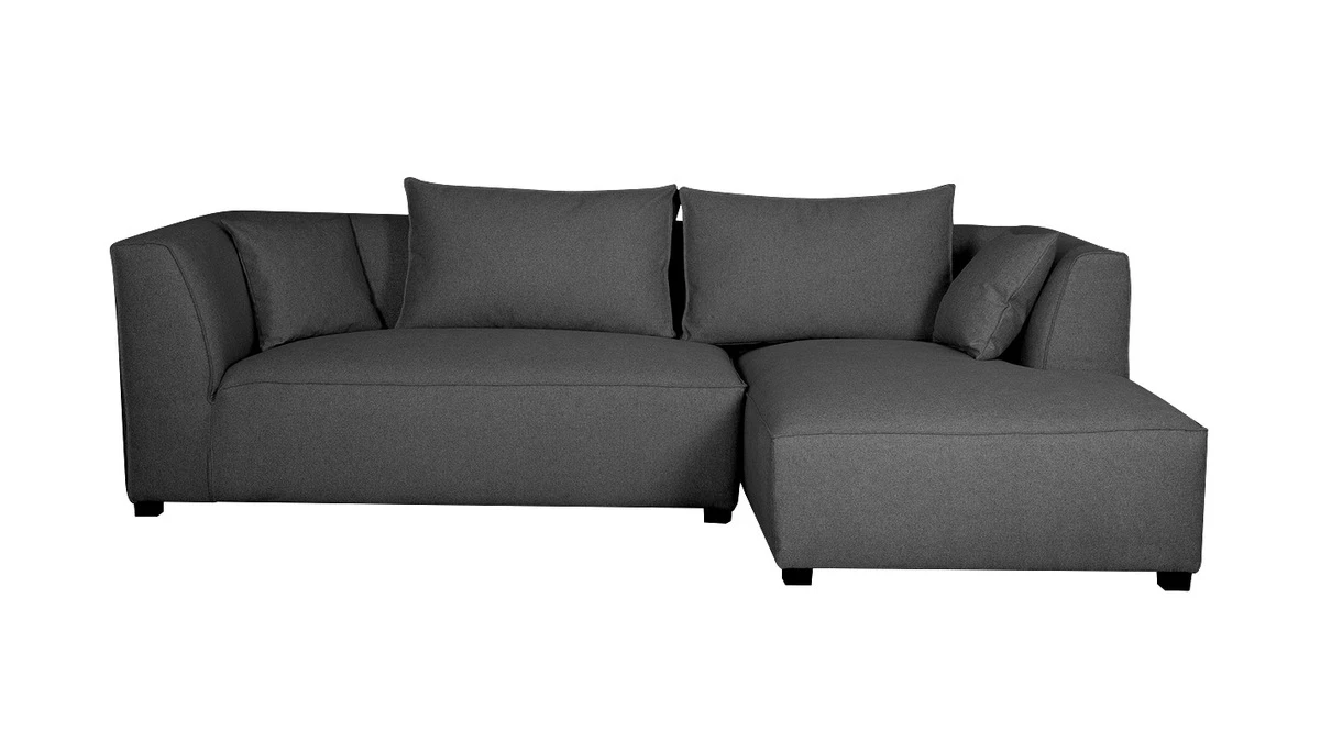Canapé D'angle Droit Moderne Modulable Tissu Gris Anthracite PLURIEL 3 Canapé D'angle Droit Moderne Modulable Tissu Gris Anthracite PLURIEL