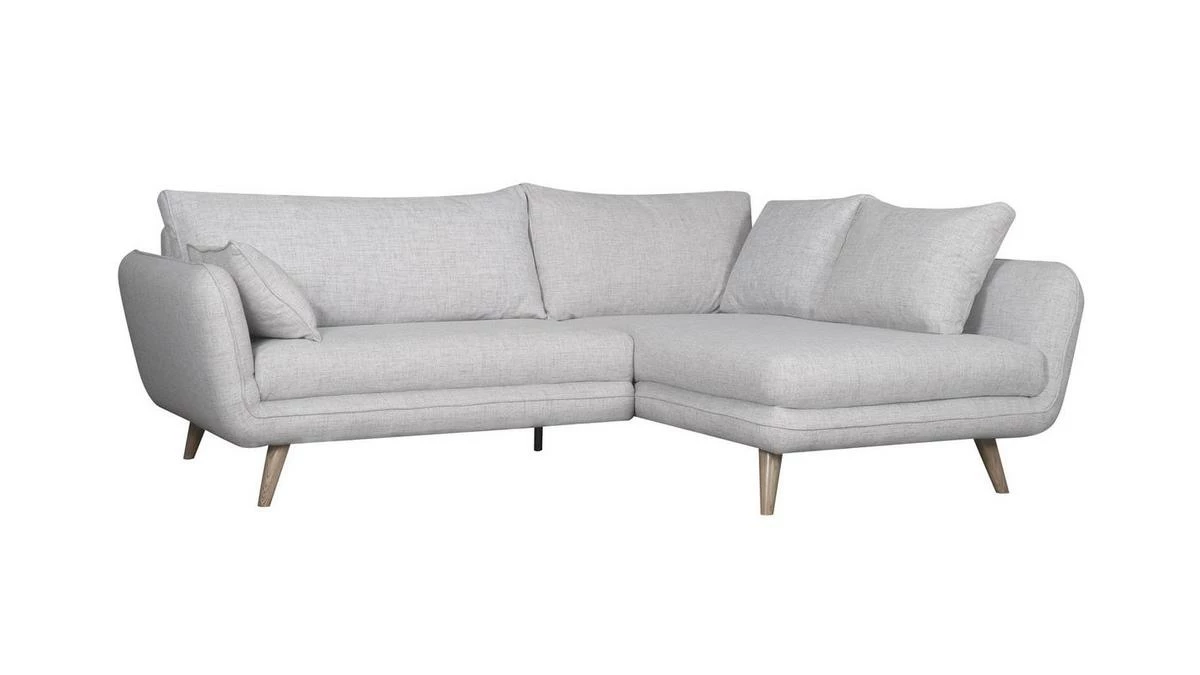 Canapé D'angle Droit Scandinave 3-4 Places En Tissu Gris Clair Chiné Et Bois Clair CREEP 4 Canapé D'angle Droit Scandinave 3-4 Places En Tissu Gris Clair Chiné Et Bois Clair CREEP – Image 2