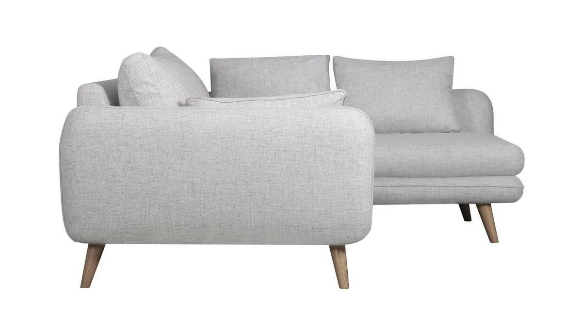 Canapé D'angle Droit Scandinave 3-4 Places En Tissu Gris Clair Chiné Et Bois Clair CREEP 5 Canapé D'angle Droit Scandinave 3-4 Places En Tissu Gris Clair Chiné Et Bois Clair CREEP – Image 3