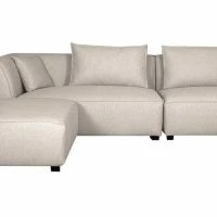 Canapé D'angle Gauche Modulable En Tissu Beige PLURIEL