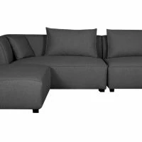 Canapé D'angle Gauche Modulable En Tissu Gris Anthracite PLURIEL