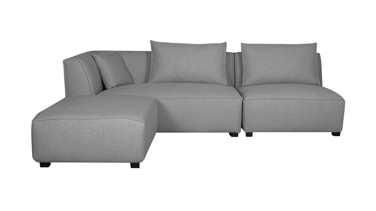 Canapé D'angle Gauche Modulable En Tissu Gris Clair PLURIEL 3 Canapé D'angle Gauche Modulable En Tissu Gris Clair PLURIEL