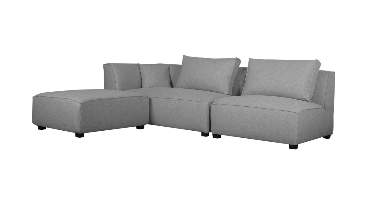 Canapé D'angle Gauche Modulable En Tissu Gris Clair PLURIEL 4 Canapé D'angle Gauche Modulable En Tissu Gris Clair PLURIEL – Image 2