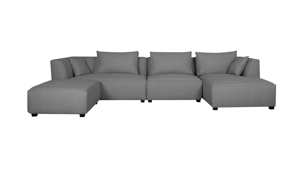 Canapé D'angle Moderne Modulable 4 éléments Gris Clair PLURIEL 3 Canapé D'angle Moderne Modulable 4 éléments Gris Clair PLURIEL