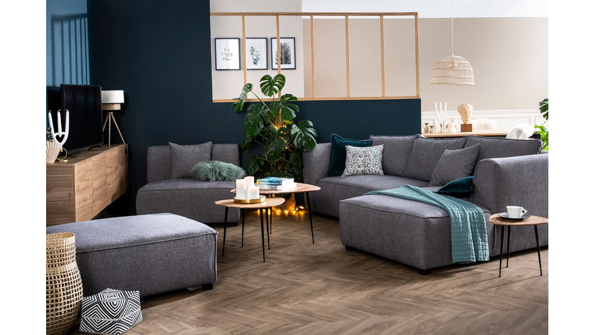 Canapé D'angle Moderne Modulable 4 éléments Gris Clair PLURIEL 11 Canapé D'angle Moderne Modulable 4 éléments Gris Clair PLURIEL – Image 9