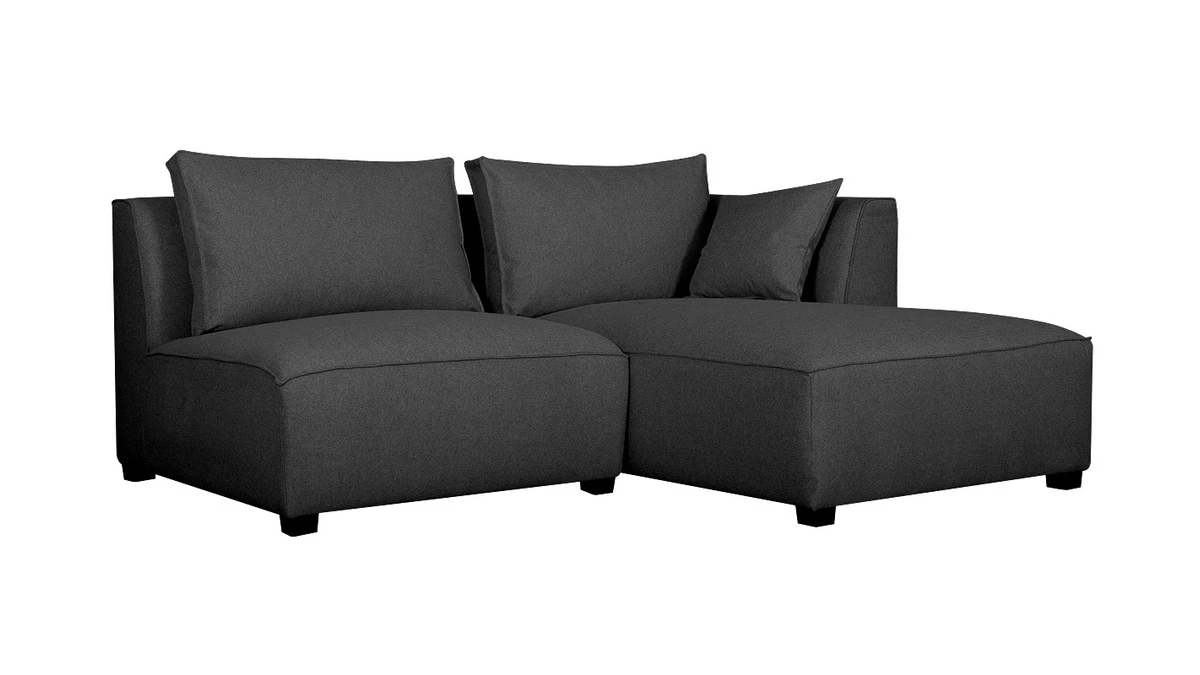 Canapé D'angle Modulable Gris Anthracite 2 éléments PLURIEL 4 Canapé D'angle Modulable Gris Anthracite 2 éléments PLURIEL – Image 2
